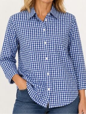 Jones New York button down shirt blue and white gingham size 1X